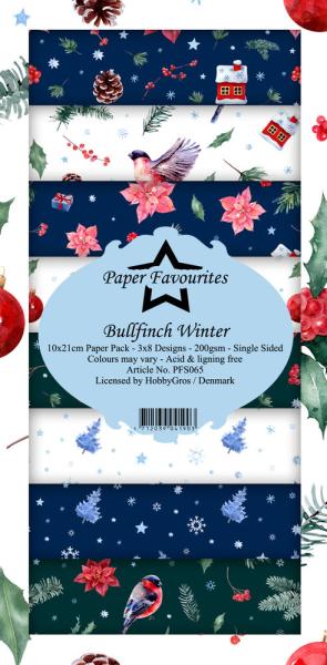 Paper Favourites - "  Bullfinch Winter  " - Slim Paper Pack - 3x8 Inch 
