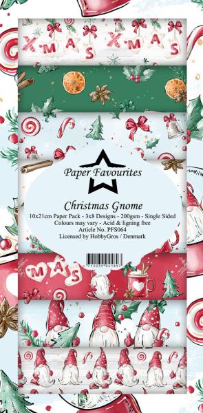 Paper Favourites - "  Christmas Gnome  " - Slim Paper Pack - 3x8 Inch 