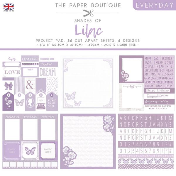 The Paper Boutique - Project Pad -  Everyday shades of Lilac  - 8x8 Inch - Paper Pad - Designpapier