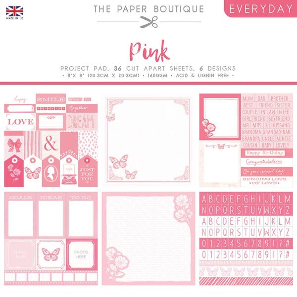 The Paper Boutique - Project Pad -  Everyday shades of pink  - 8x8 Inch - Paper Pad - Designpapier