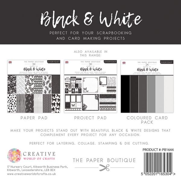 The Paper Boutique - Coloured Card -  Everyday shades of black - white  - 8x8 Inch - Cardstock