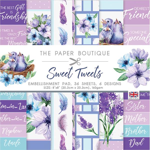 The Paper Boutique - Embellishment Pad - Sweet tweets - 8x8 Inch - Designpapier