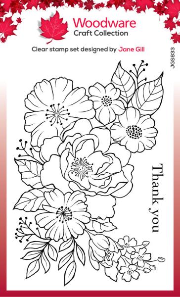 Woodware - Clear Stamps - Floral Thank You  - Stempel 