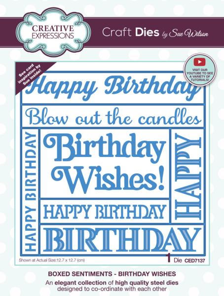 Creative Expressions - Craft Dies - Birthday Wihes - Stanze