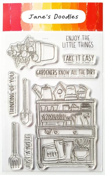 Janes Doodles " In The Garden" Clear Stamp - Stempelset