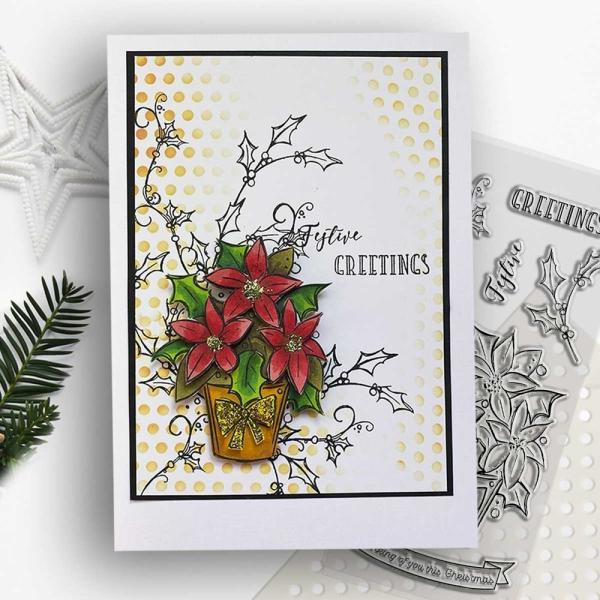 Polkadoodles  -Stempel - " Poinsettia Greetings  " - Clear Stamp-Set