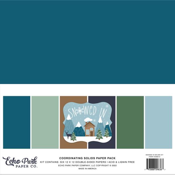 Echo Park- Coordinating Solids Paper 12x12" - "Snowed In" - Cardstock