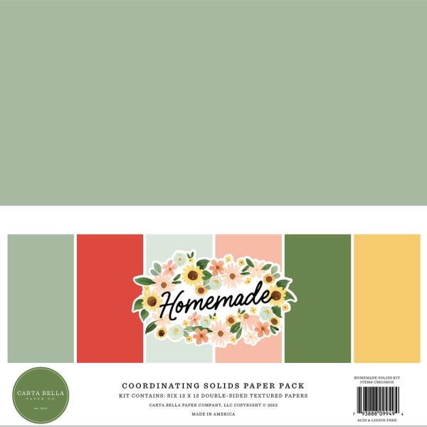 Carta Bella "Homemade" 12x12" Coordinating Solids Paper Pack - Cardstock