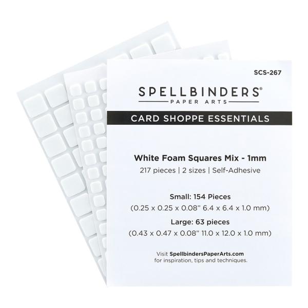 Spellbinders - Self-Adhesive Foam Squares Mix - "White" - 3 D Klebepads - 1mm