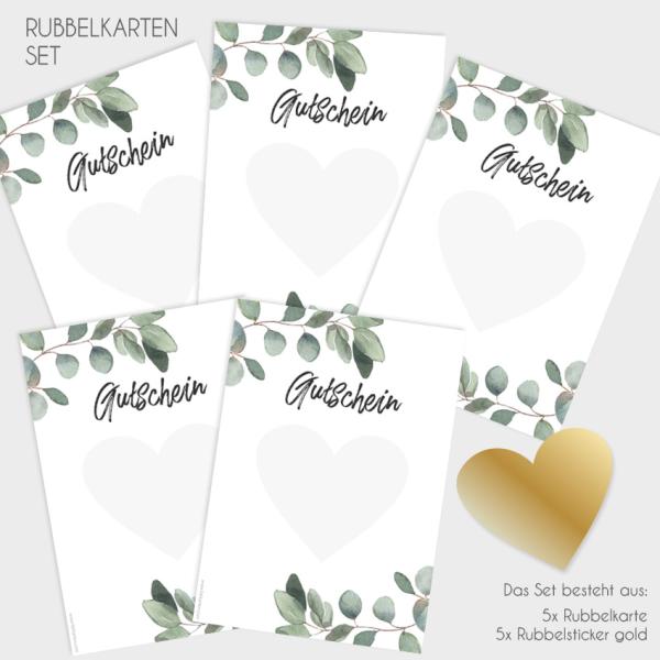 Rubbelkarten-Bundle DIN A6 "Eukalyptus" | Rubbellose | Postkarten | Gutscheine | Glückslos