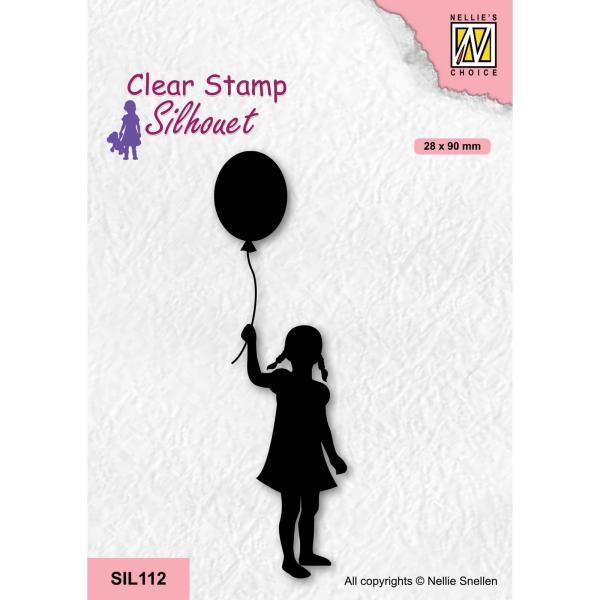 Nellie's Choice - Silhouet Clear Stamp - "  Girl with Balloon " - Stempel