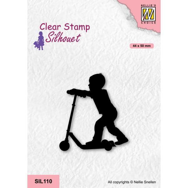 Nellie's Choice - Silhouet Clear Stamp - " Girl with Scooter " - Stempel