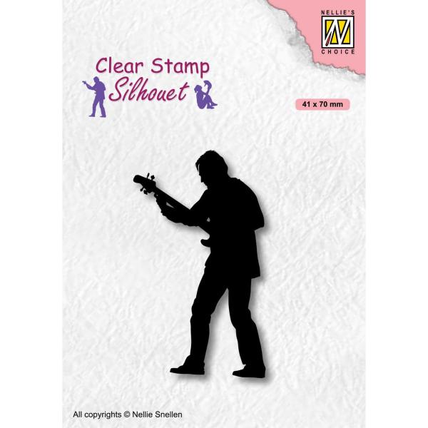 Nellie's Choice - Silhouet Clear Stamp - " Guitar-Player " - Stempel