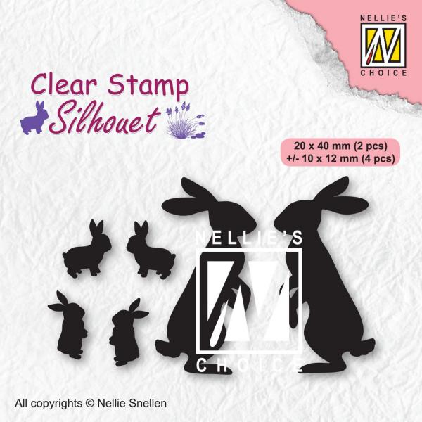 Nellie's Choice - Silhouet Clear Stamp - "  Rabbits " - Stempel