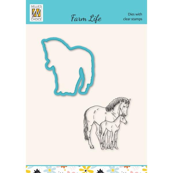 Nellie's Choice - Dies & Stamp Set - "  Farm-Life Hord and Foal " - Stanze & Stempel