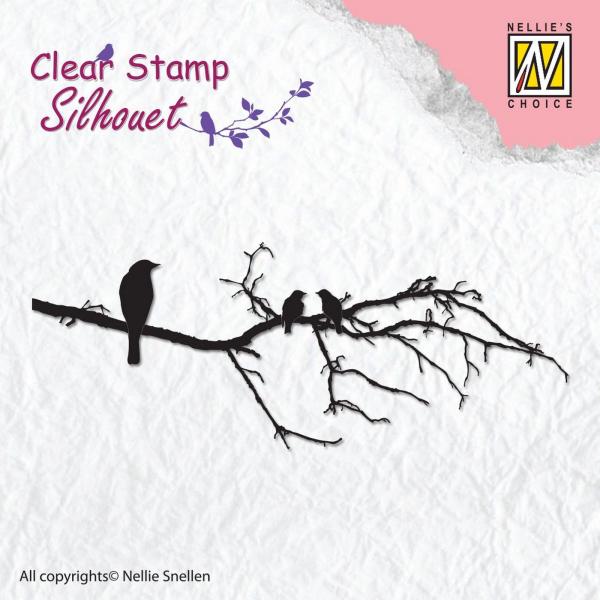 Nellie's Choice - Silhouet Clear Stamp - "  Branch with Birds " - Stempel