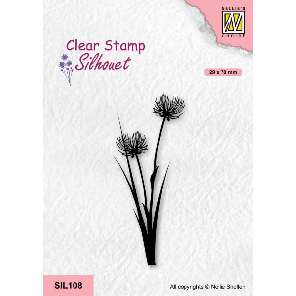 Nellie's Choice - Silhouet Clear Stamp - " Flower-21 " - Stempel