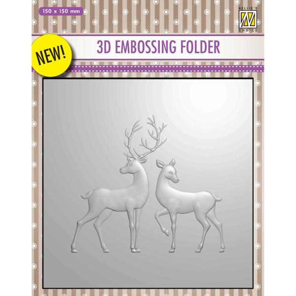 Nellie's Choice - 3D Embossing Folder - "  Christmas Reindeer " - Prägefolder