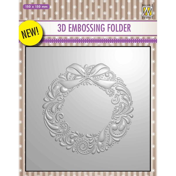 Nellie's Choice - 3D Embossing Folder - "  Christmas Wreath " - Prägefolder