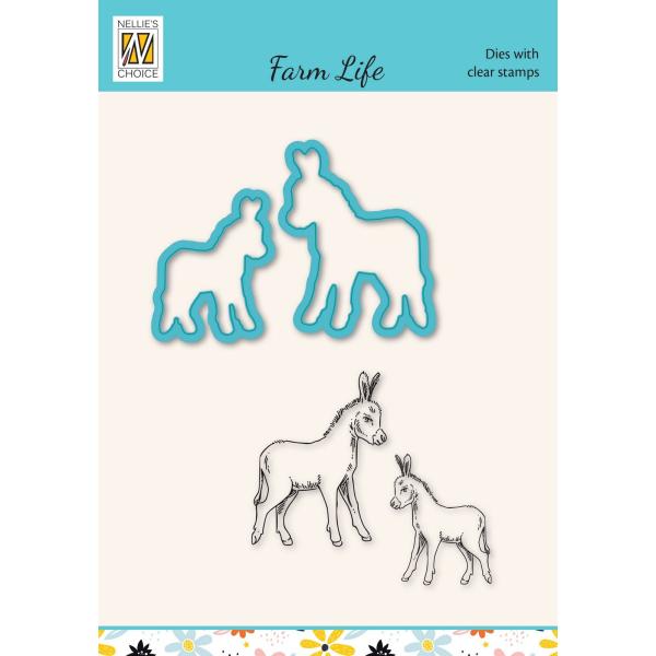 Nellie's Choice - Dies & Stamp Set - "  Farm-Life Donkey and Foal " - Stanze & Stempel