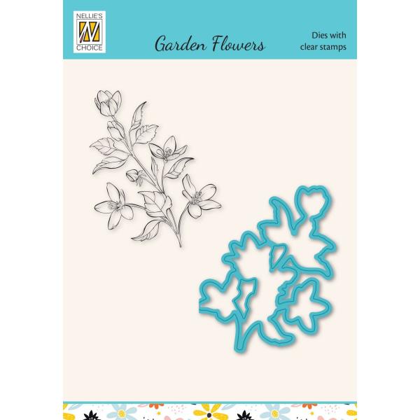 Nellie's Choice - Dies & Stamp Set - "  Flowers Serie Magnolia-1 " - Stanze & Stempel