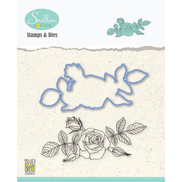 Nellie's Choice - Dies & Stamp Set - " Rose " - Stanze & Stempel