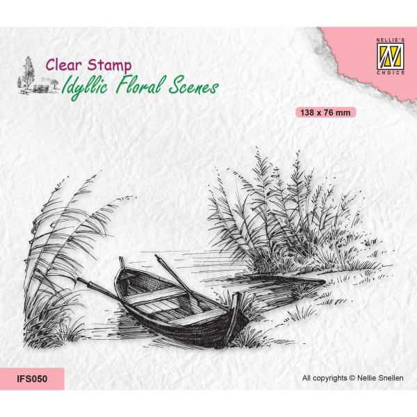 Nellie's Choice - Idyllic Floral Scenes Clear Stamp - "  Lake with Rowingboat " - Stempel