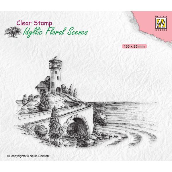 Nellie's Choice - Idyllic Floral Scenes Clear Stamp - " Sea with Lighthouse " - Stempel