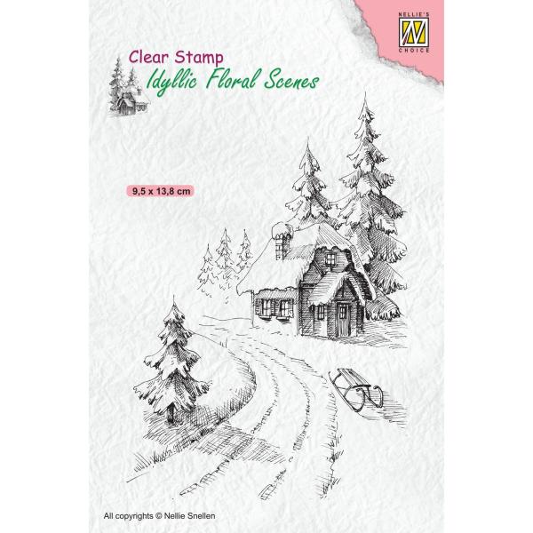 Nellie's Choice - Idyllic Floral Scenes Clear Stamp - "  Wintery House  " - Stempel