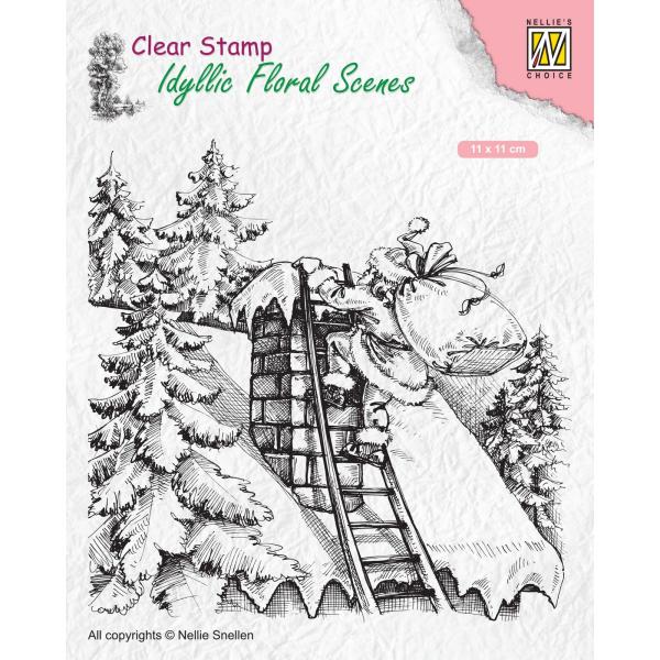 Nellie's Choice - Idyllic Floral Scenes Clear Stamp - "  Santa Claus At Work " - Stempel