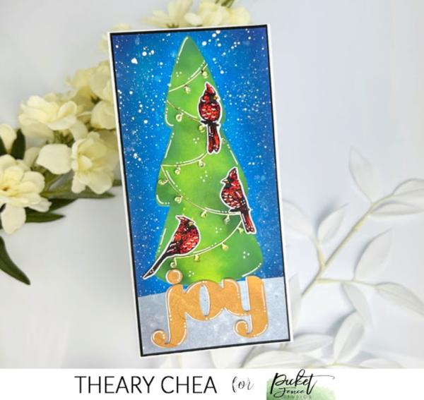 Picket Fence Studios - Slim Line Stencil - " Snowy Tree" - Schablone