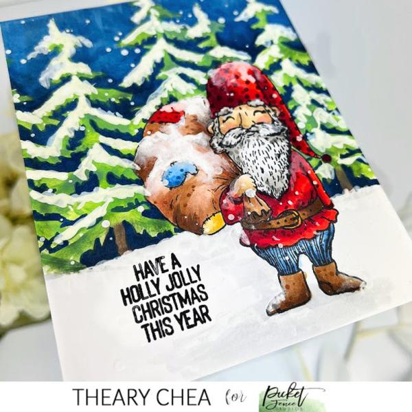 Picket Fence Studios - Clear Stamp - " Jolly Christmas Gnome " - Stempel 