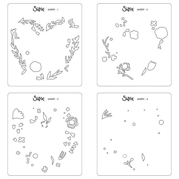 Sizzix Layered Stencil -  Heart Wreath  - Schablone