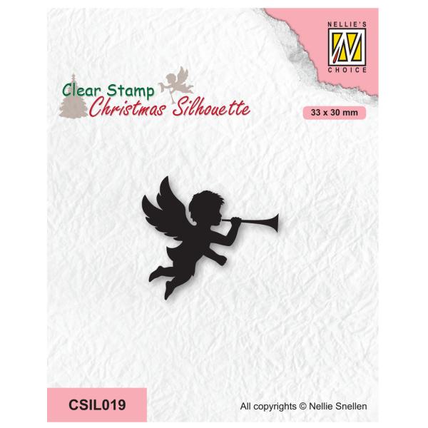 Nellie's Choice - Christmas Silhouette Clear Stamp - "  Angel with Trumpet " - Stempel