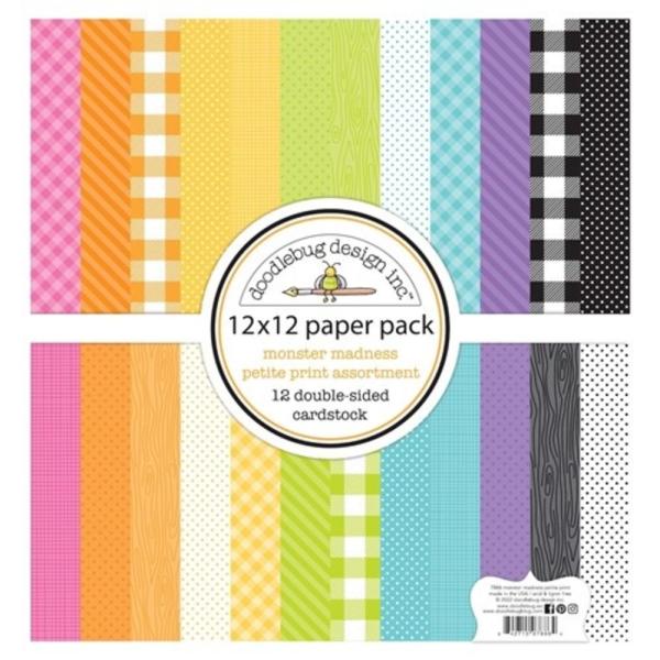 Doodlebug Design "Monster Madness - Petite Prints Assortment" 12" Paper Pack  - Designpapier 