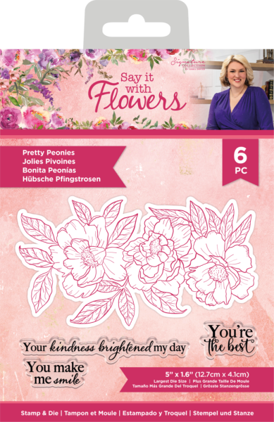 Crafters Companion - Stamp & Dies -Pretty Peonies  - Stempel & Stanze 