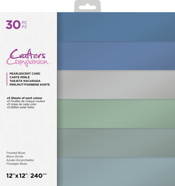 Crafters Companion - Frosted Blues - 12" Pearlescent  Paper Pack - Perlenglanzkarton 