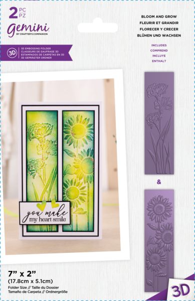 Gemini - 3D Embossing Folder -  Bloom and Grow  - 3D Prägefolder - Blühen und Wachsen 