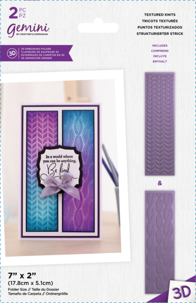 Gemini - 3D Embossing Folder -  Textured Knits  - 3D Prägefolder - Strukturiertes Strick 