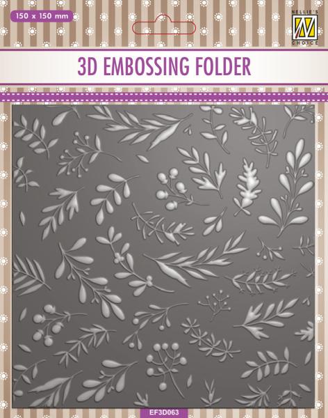 Nellie Snellen - 3D Embossing Folder - "  Branches & Berries  " - Prägefolder