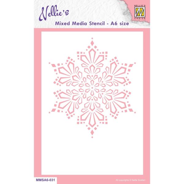 Nellie's Choice - Stencil A6 - "  Christmas Snow Crystal " - Schablone