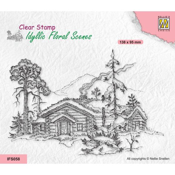 Nellie's Choice - Idyllic Floral Scenes Clear Stamp - "  Wintery Scene with House " - Stempel