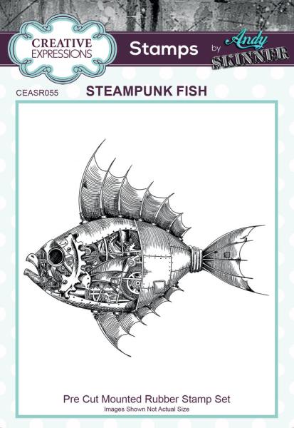 Creative Expressions - Rubber Stamp -  Steampunk Fish  - Gummistempel