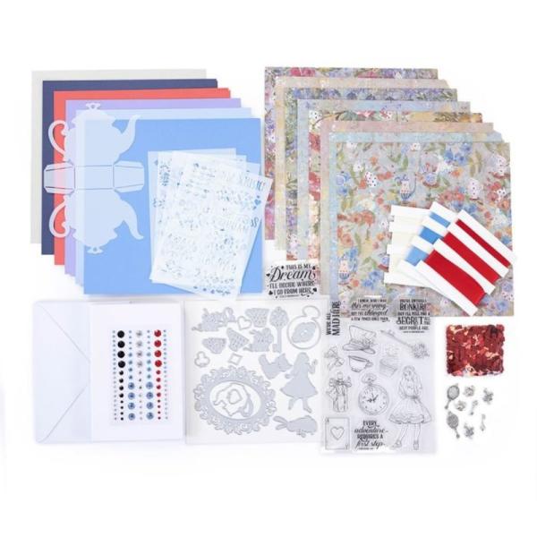 Crafters Companion - Sara Signature Collection -  Box Through the Looking Glass - Bastelkit - Alice im Wunderland