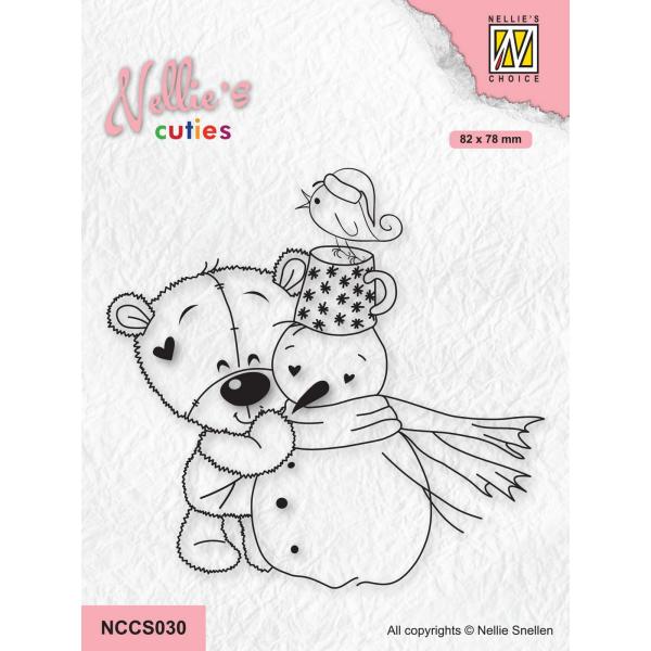 Nellie's Choice - Nellie´s Cuties Clear Stamp - " Bear with Snowman " - Stempel