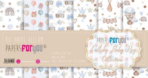 Papers For You - Vellum Paper Pack-  Lullaby Baby Boy  - 30 x 31 cm 