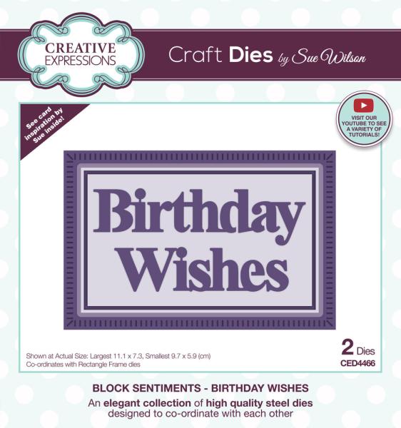 Creative Expressions - Craft Dies -  Block Sentiments Birthday Wishes  - Stanze