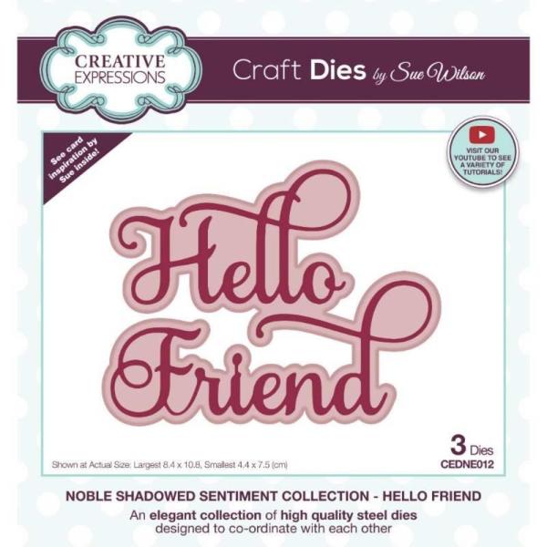 Creative Expressions - Craft Dies - Noble Shadowed Sentiment Hello Friend  - Stanze