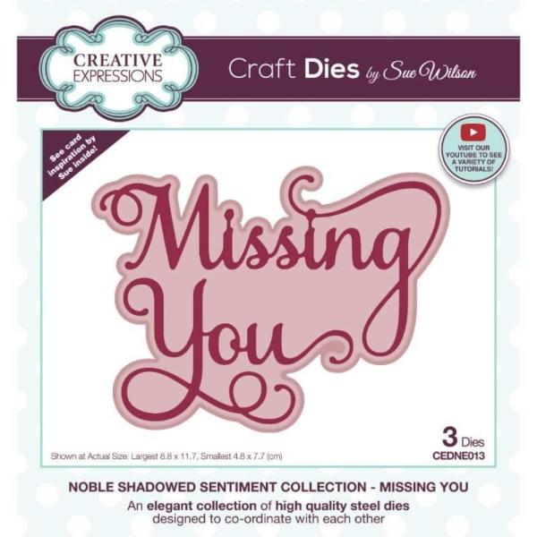 Creative Expressions - Craft Dies - Noble Shadowed Sentiment Missing You  - Stanze
