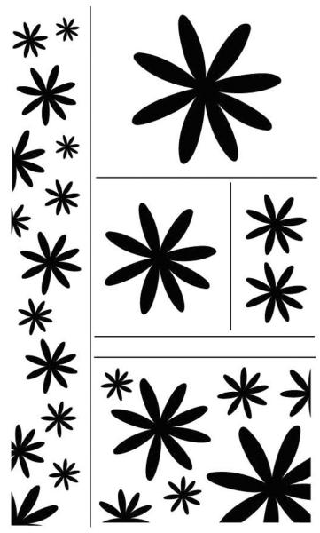 Silikon-Stempel Set 6 Motive "Flower Power", 0,5-4,5 cm